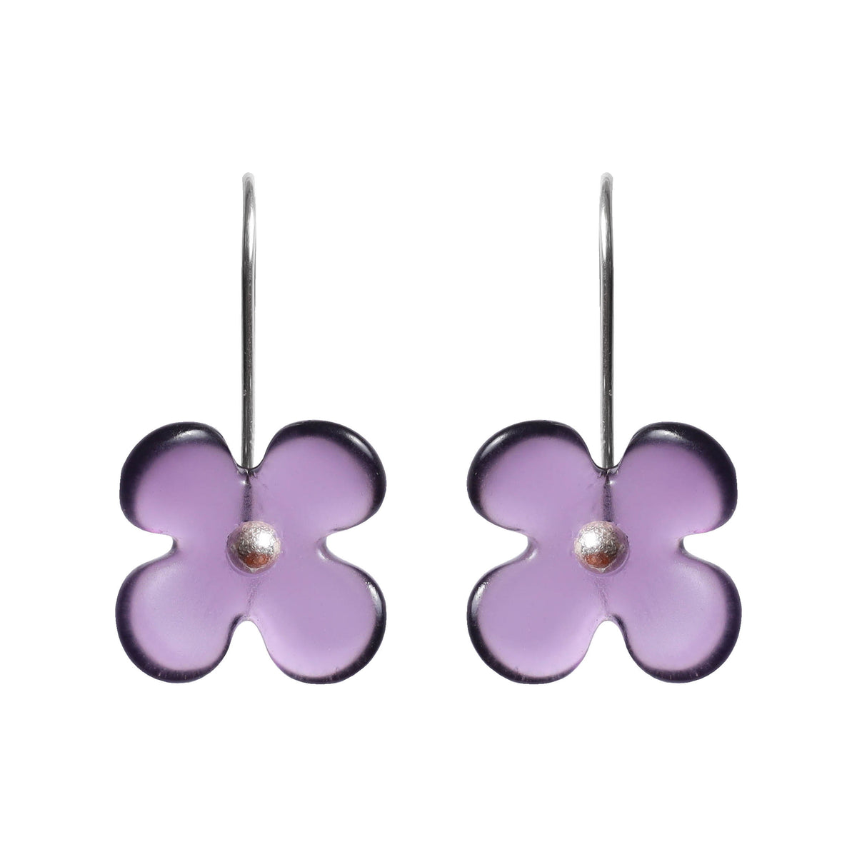 Purple Hydrangea Flower Earrings front view