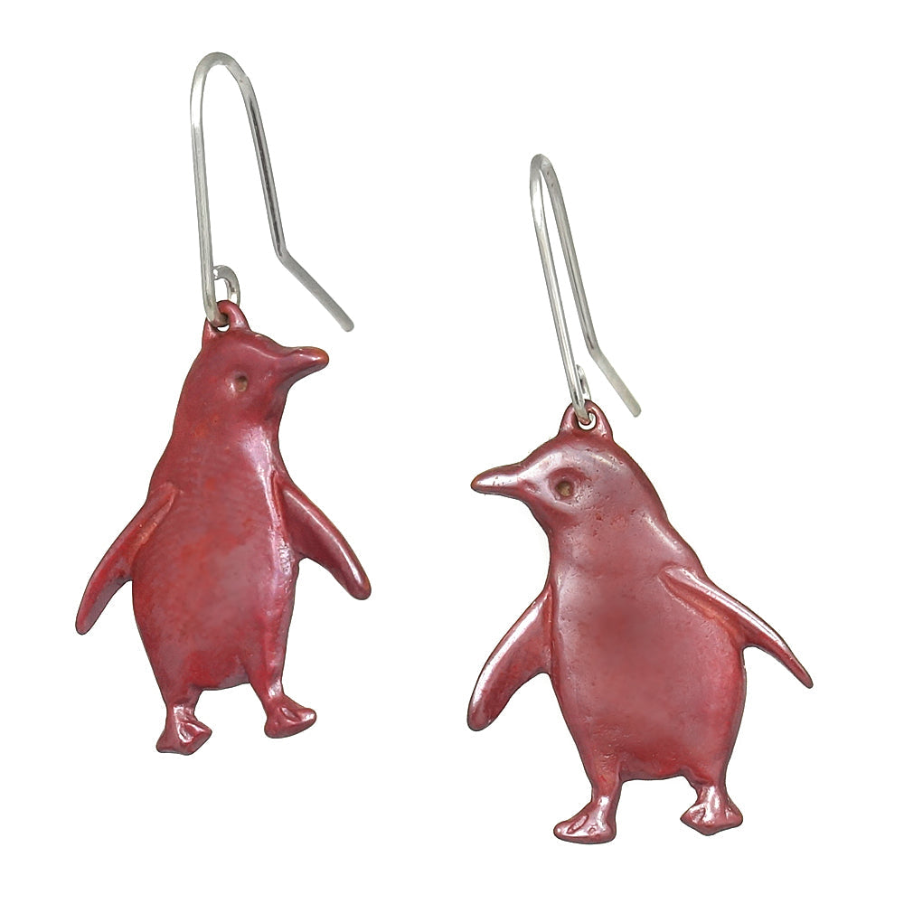 Penguin Earrings Copper