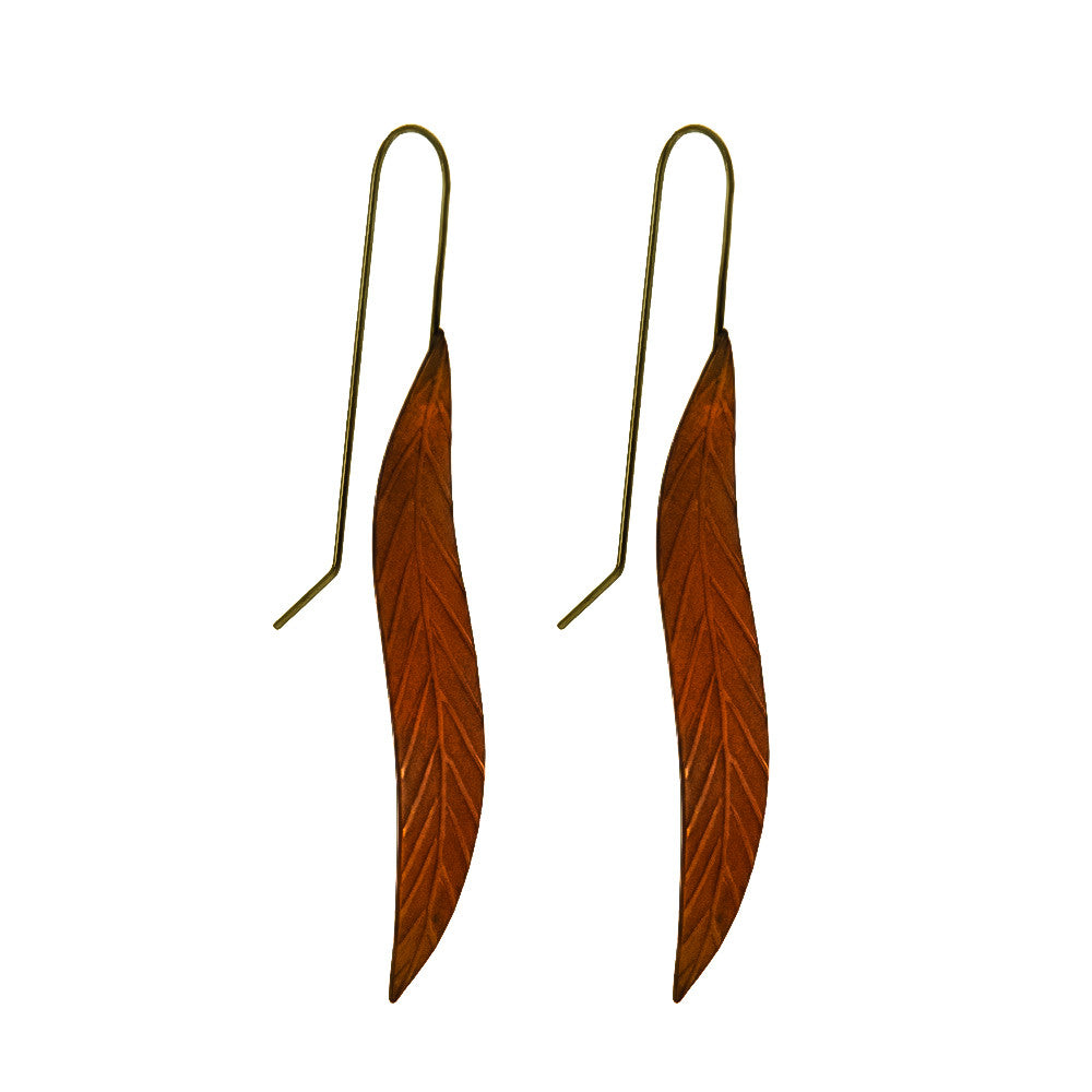 Copper Leaf Earrings Large