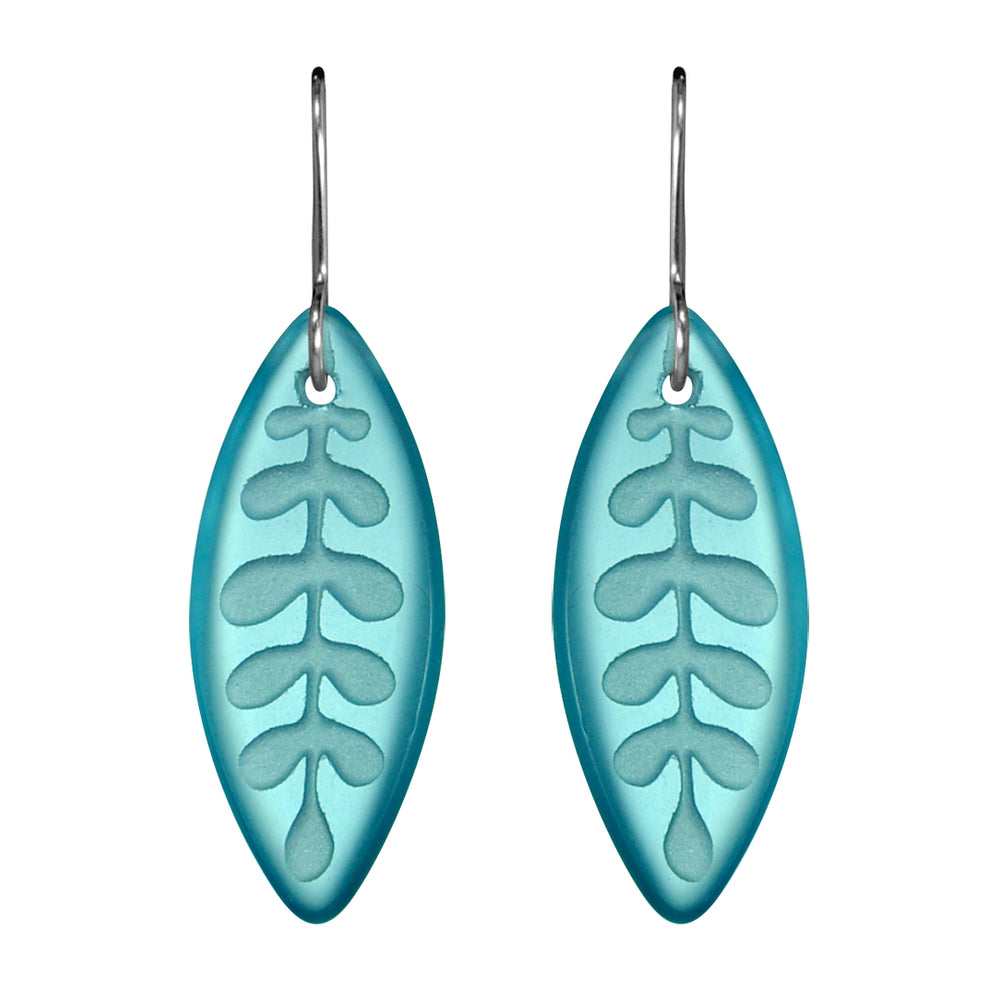 Kowhai Leaf Earrings Light Blue