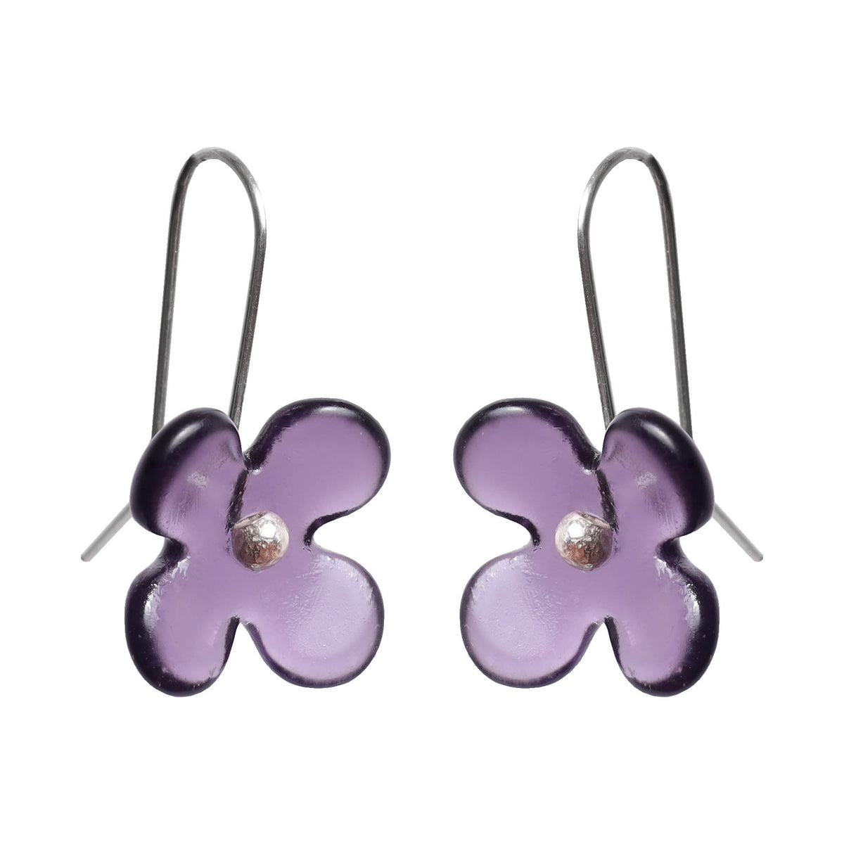 Purple Hydrangea Flower Earrings side view
