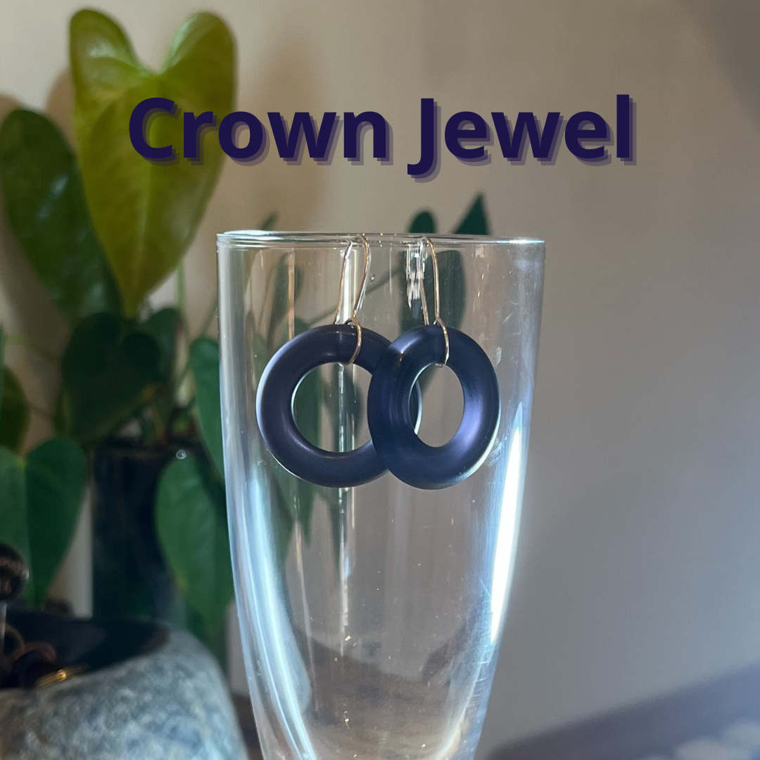 Crown Jewel Purple Hoops Earrings