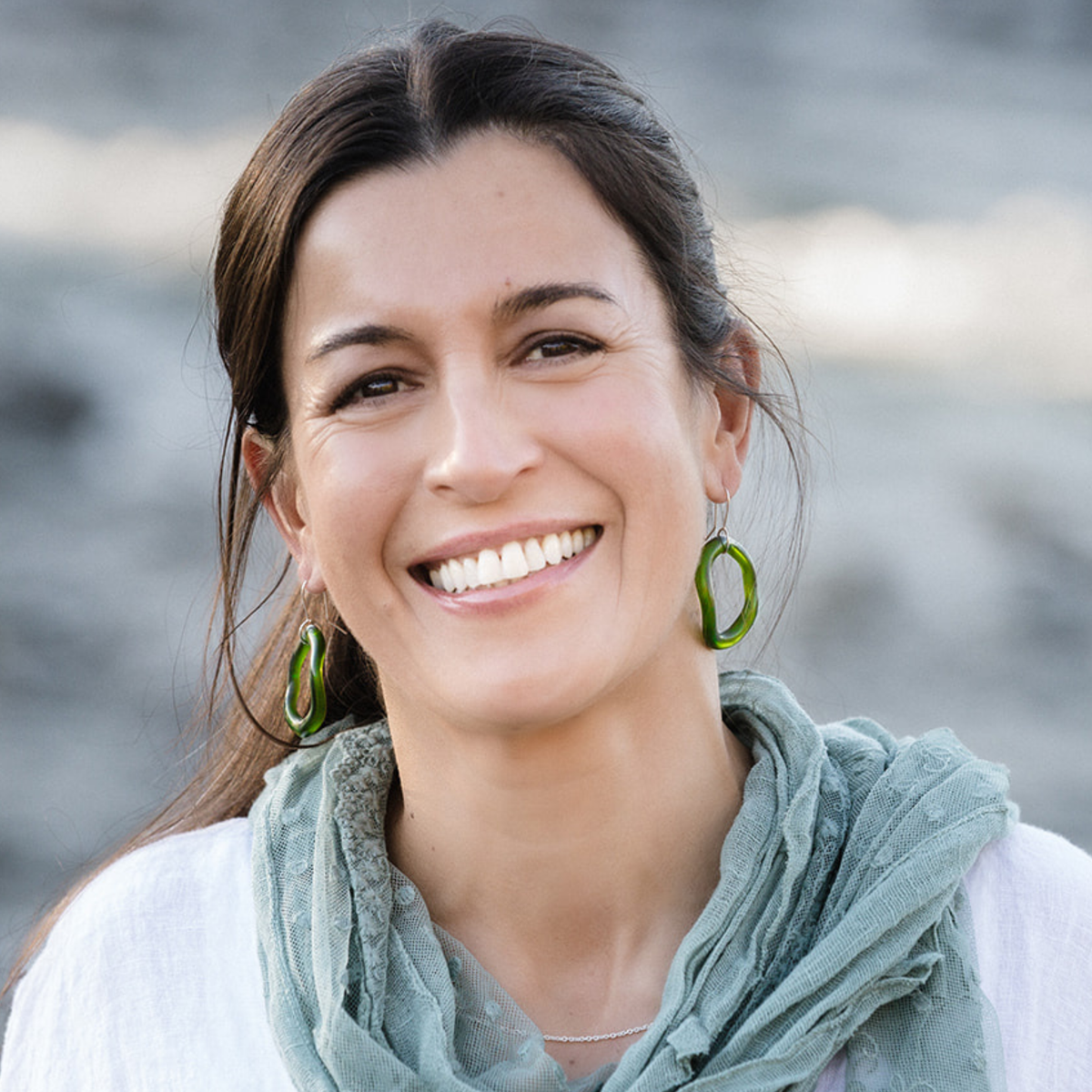 Funky Hoop Earrings S/M Green worn on model