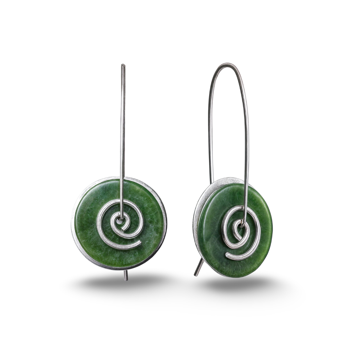 Greenstone Spiral Earrings Medium