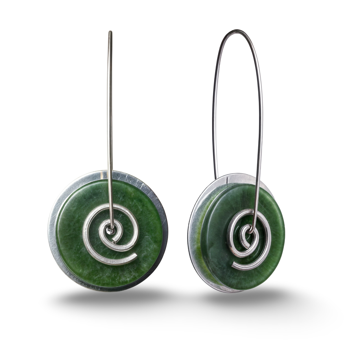 Greenstone Spiral Earrings Large