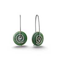 Silver Greenstone Spiral Drop Earrings Small