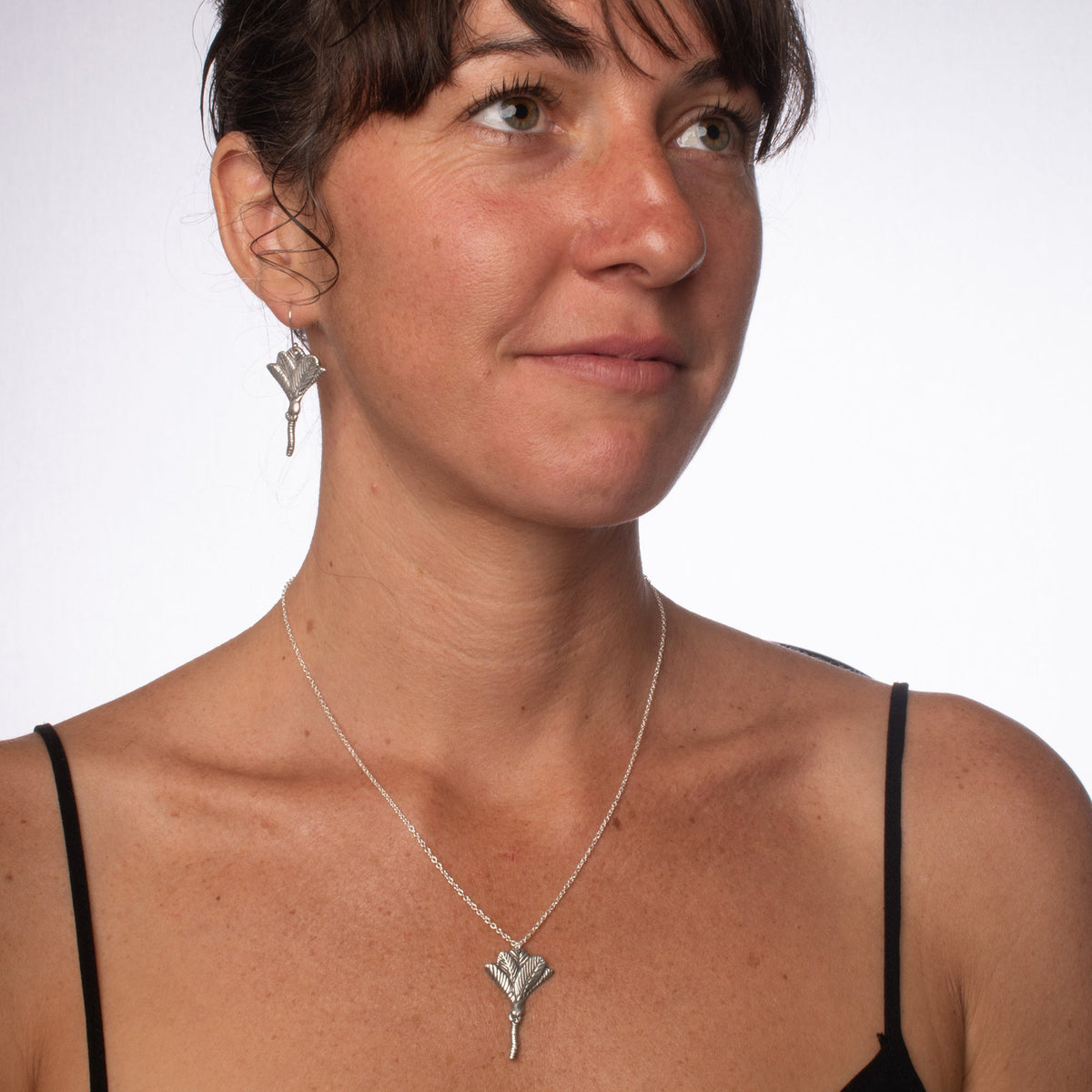 Silver Nikau Earrings and Silver Nikau Pendant