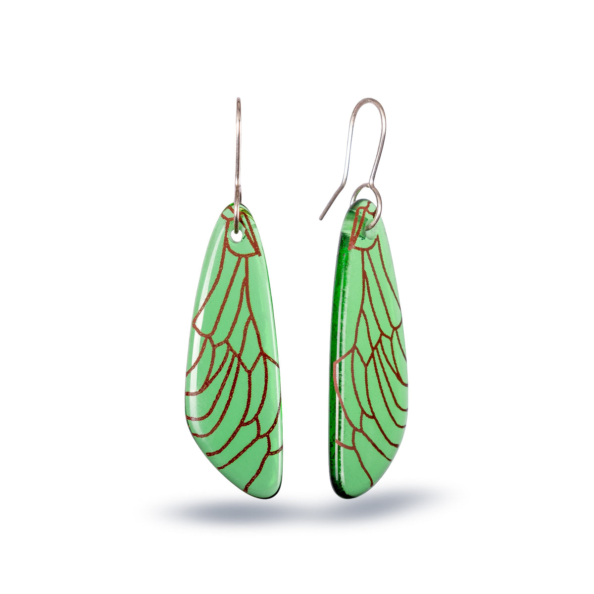 Dragonfly Wing Earrings Green