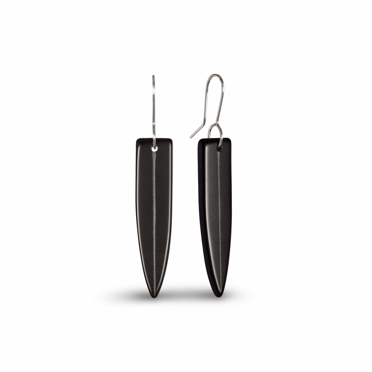 Flax Leaf Earrings Black