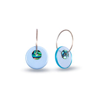 Glass Pāua Disc Earrings Light Blue