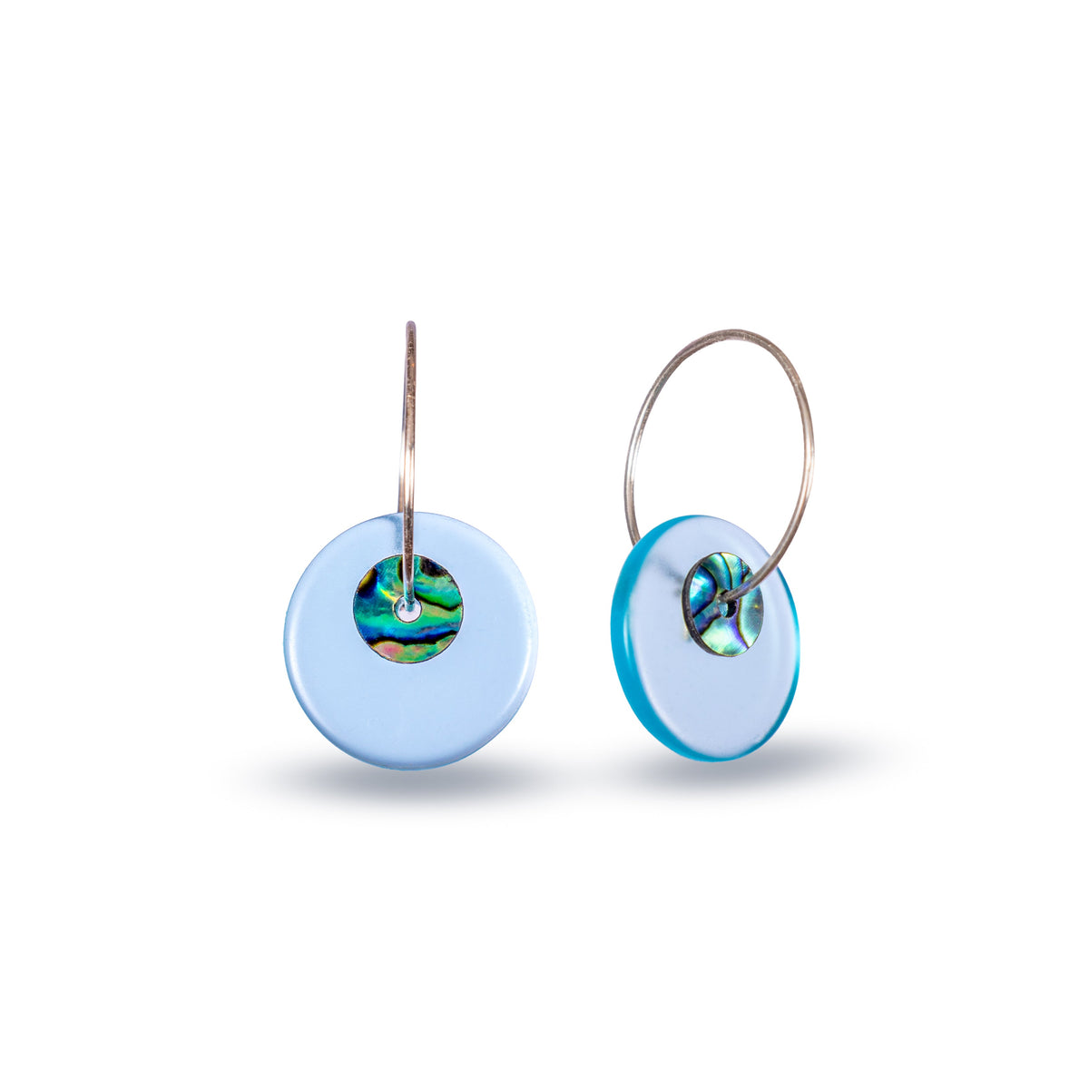 Glass Pāua Disc Earrings Light Blue