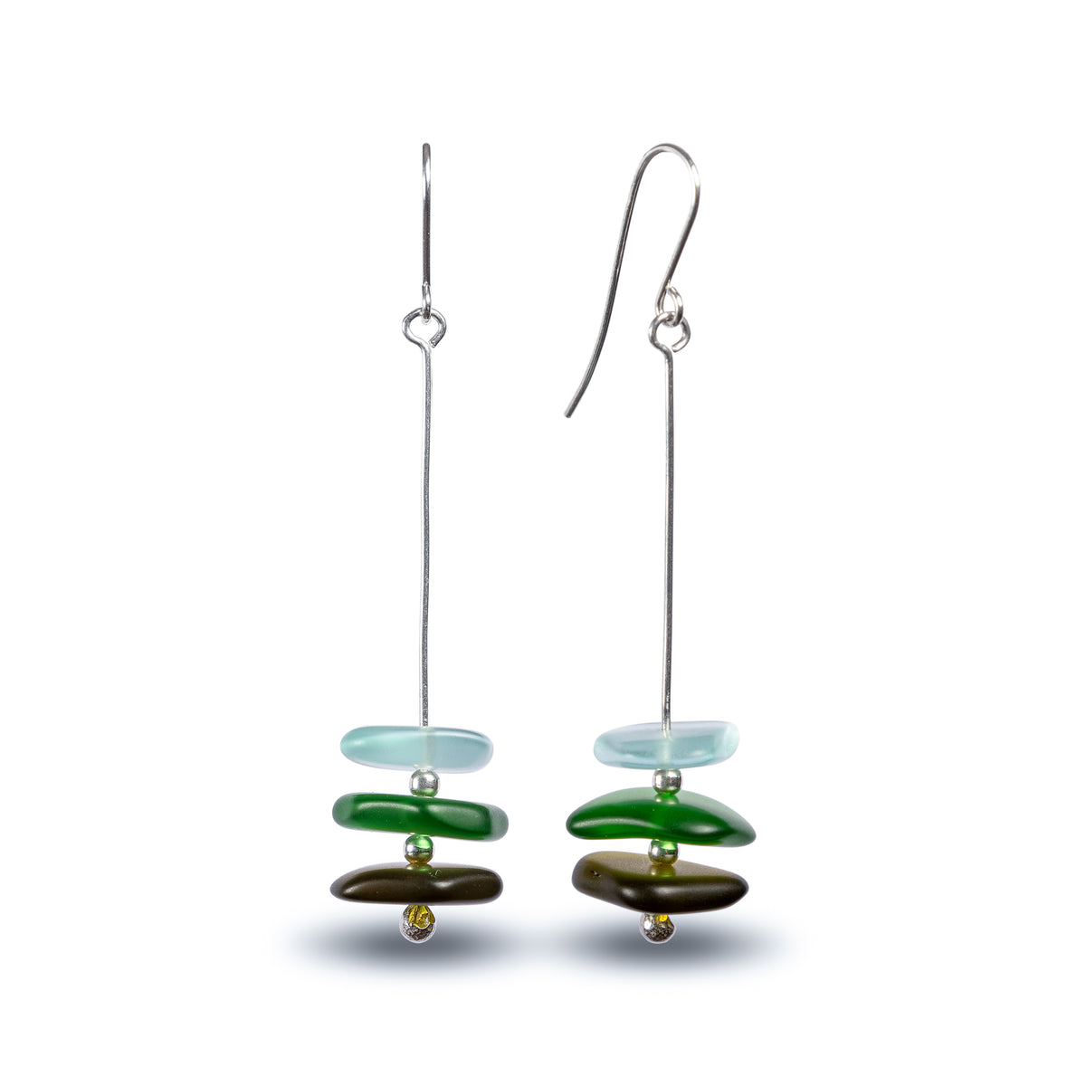 Pancake Stack Earrings Green