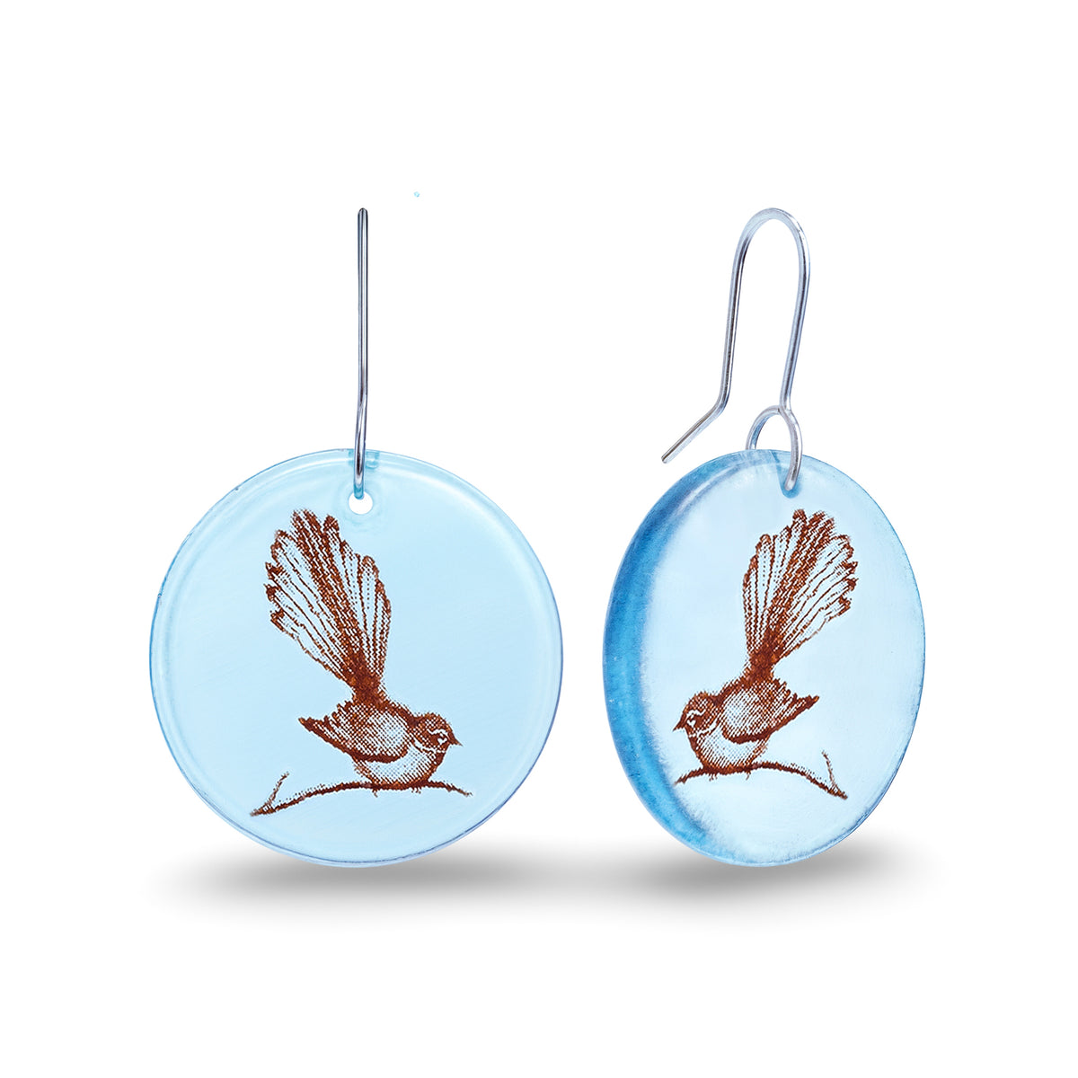 Fantail Disc Earrings Large Light Blue