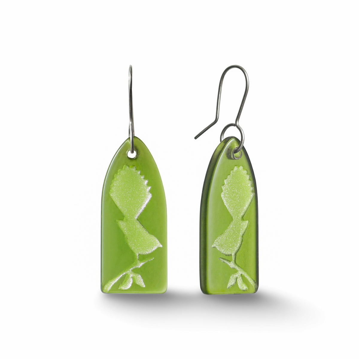 Glass Fantail Earrings Green