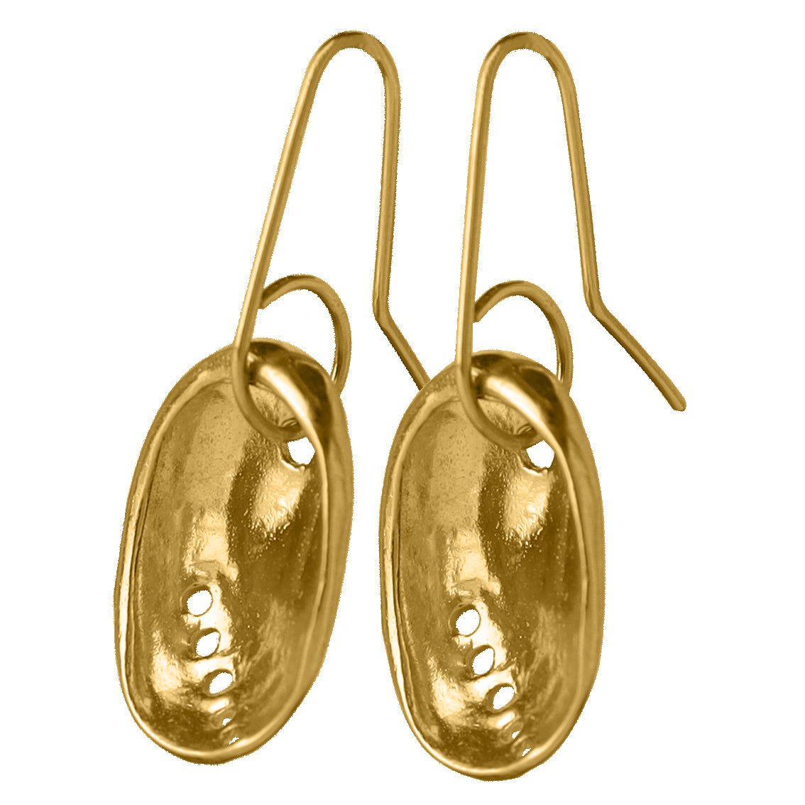 Gold Baby Paua Earrings Gold side view