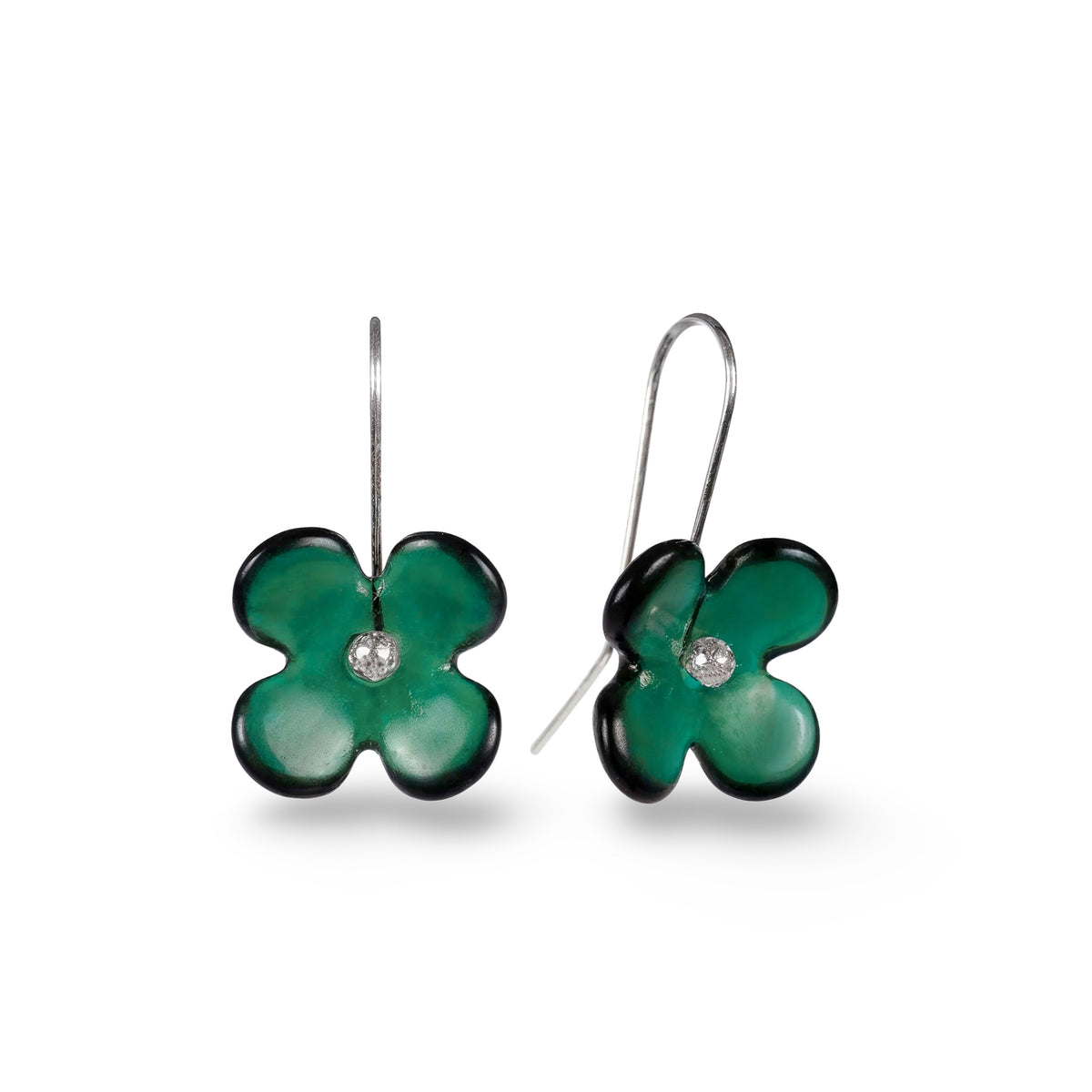 Hydrangea Flower Earrings Teal