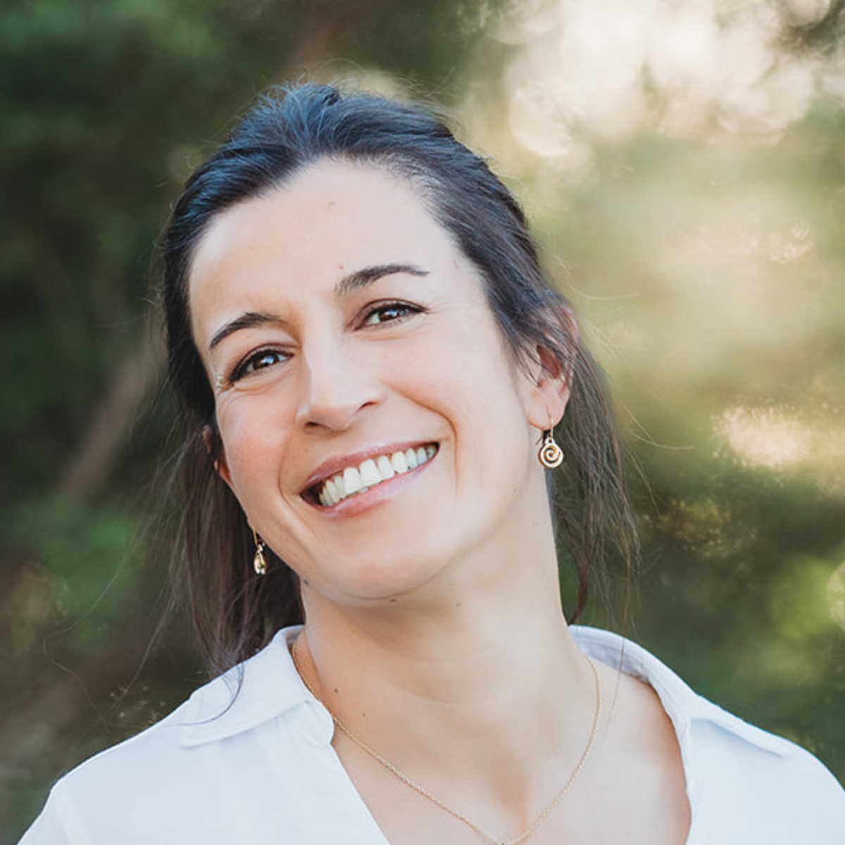 Koru Drop Earrings Gold worn on model