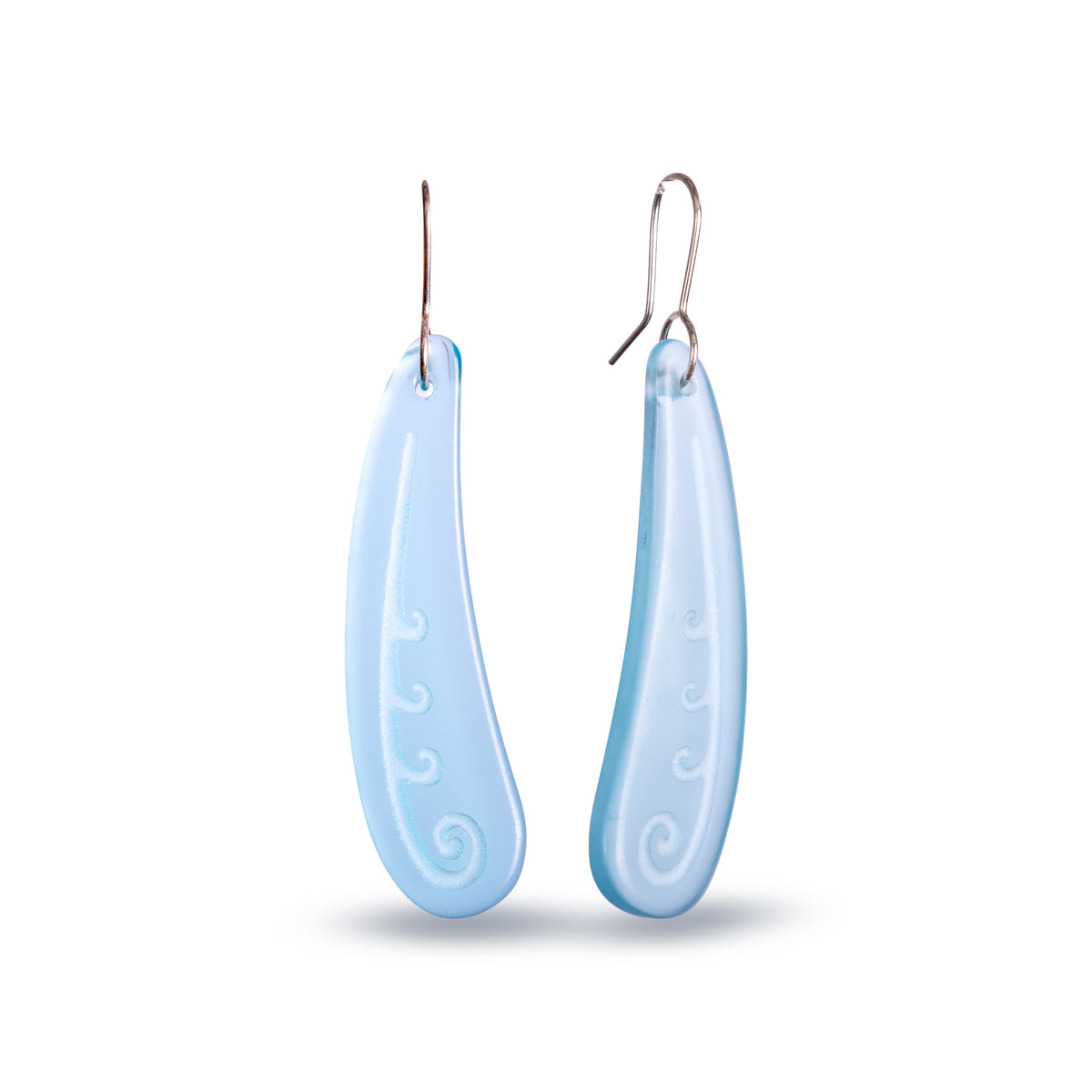 Koru Frond Earrings Large Light Blue