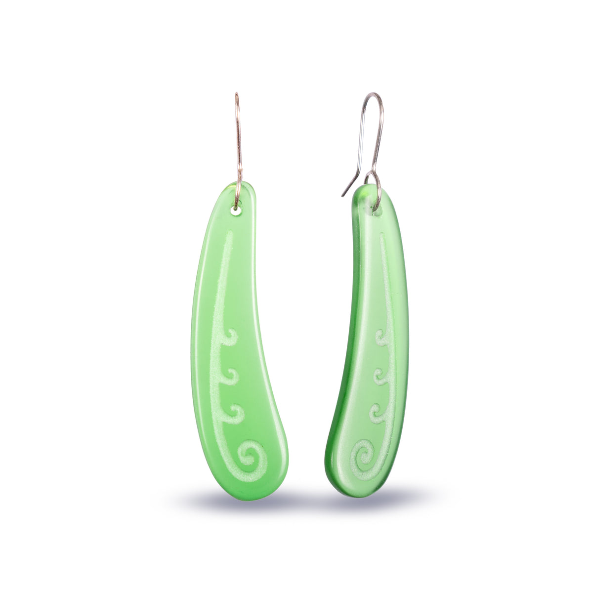 Koru Frond Earrings Large Green