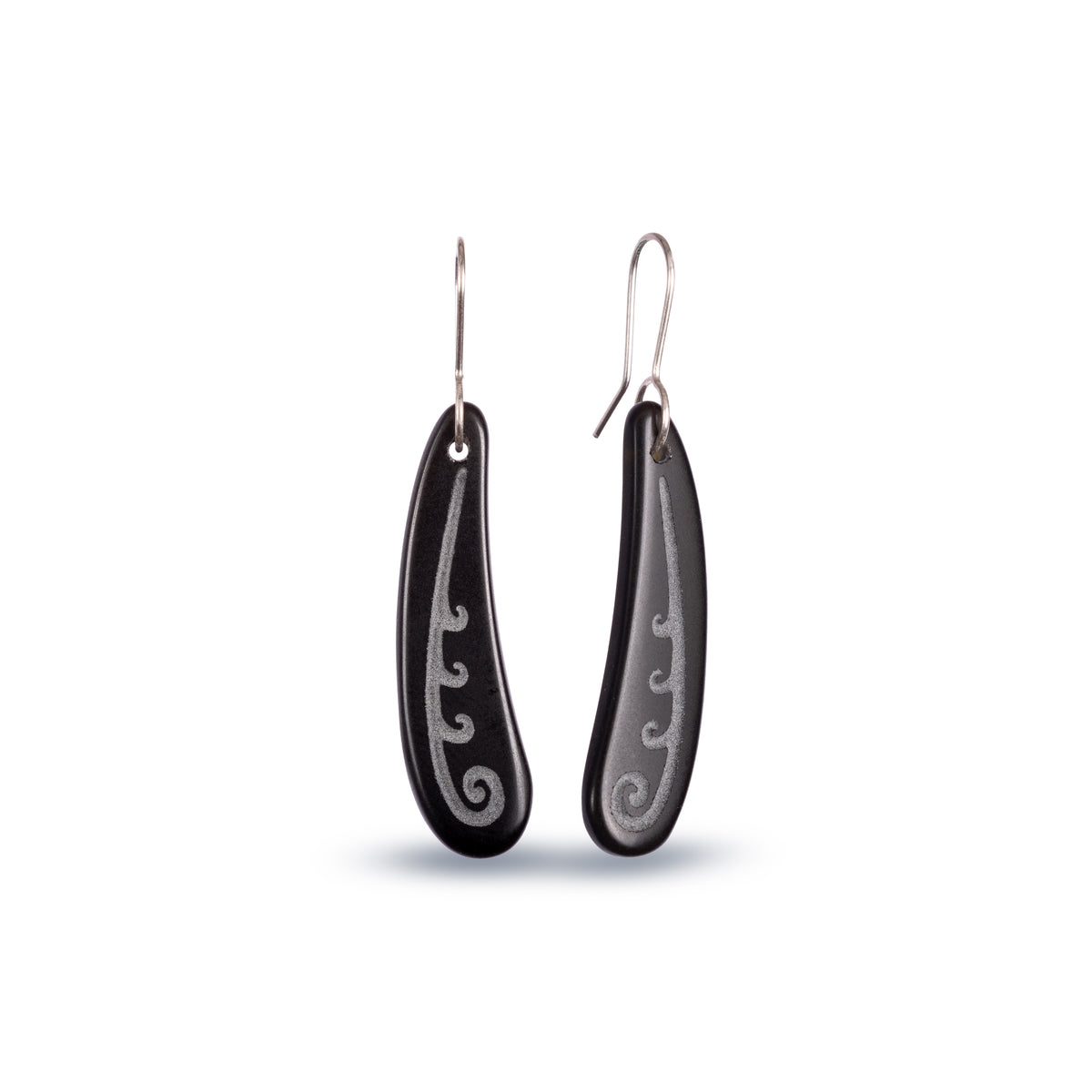 Koru Frond Earrings Small Black