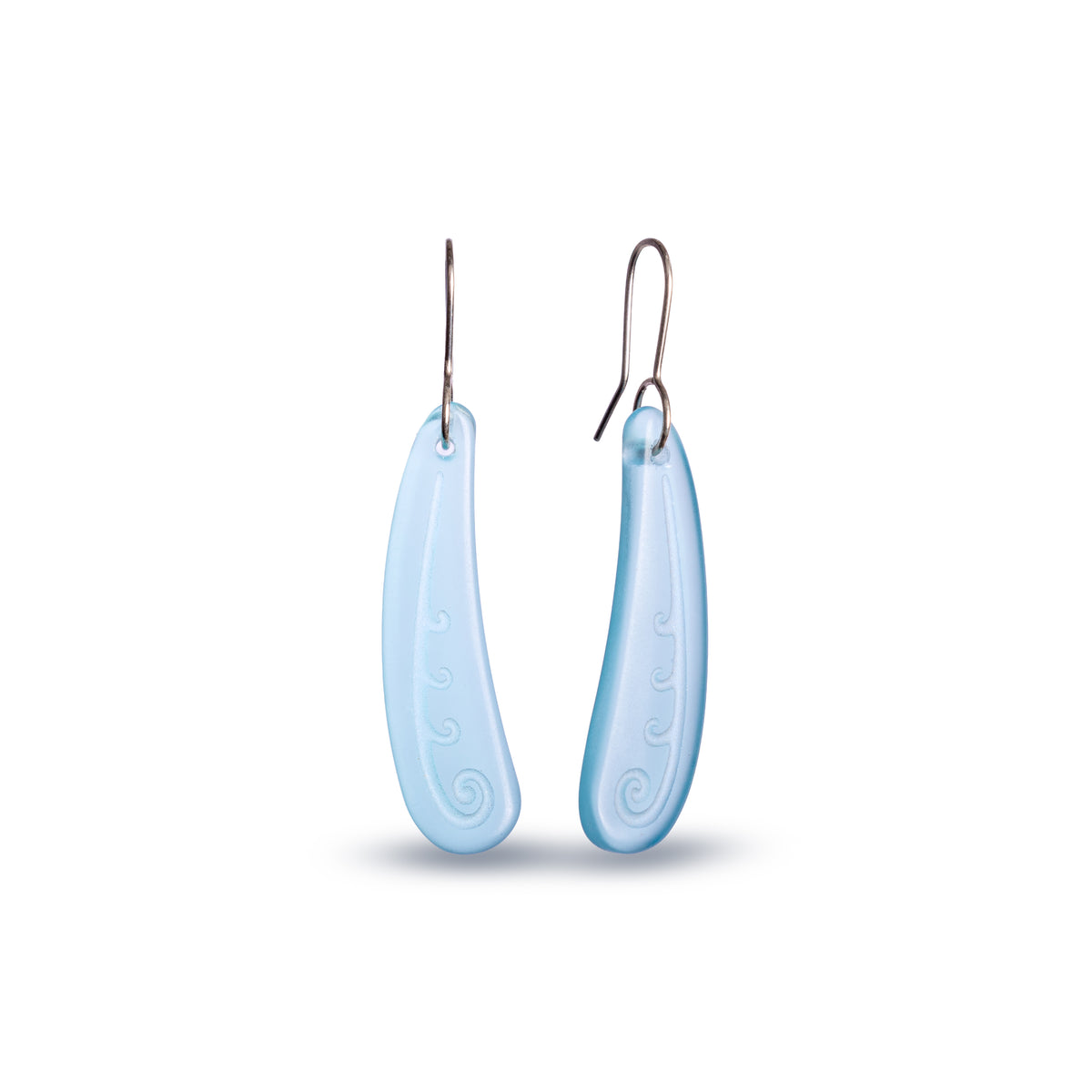 Koru Frond Earrings Small Light Blue