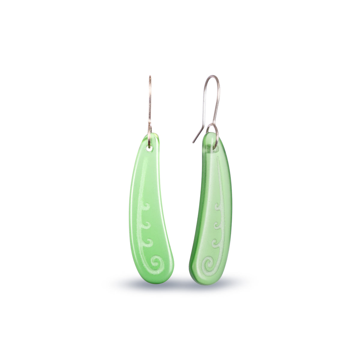 Koru Frond Earrings Small Green