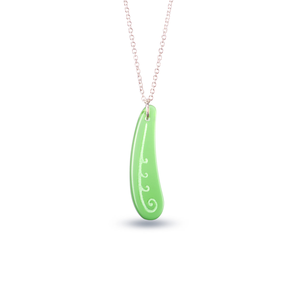 Koru Frond Pendant Necklace Small Green