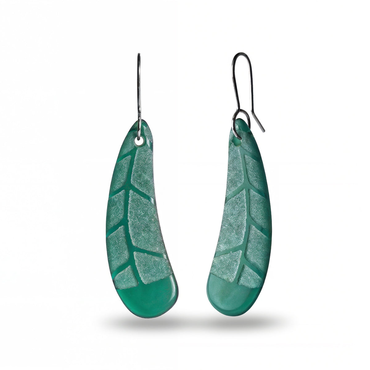 Huia Feather Earrings Teal