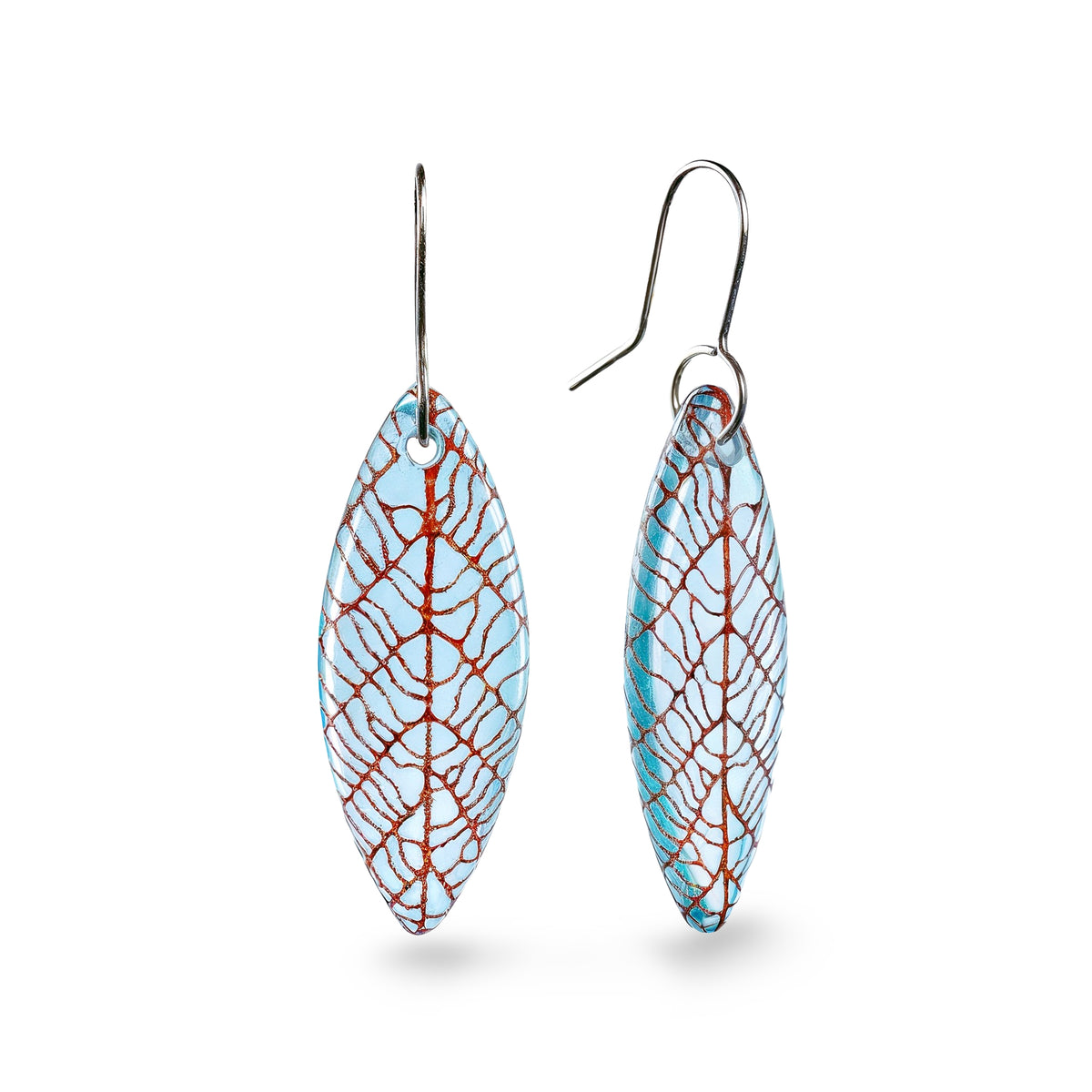 Leaf Skeleton Earring Light Blue - 30% off