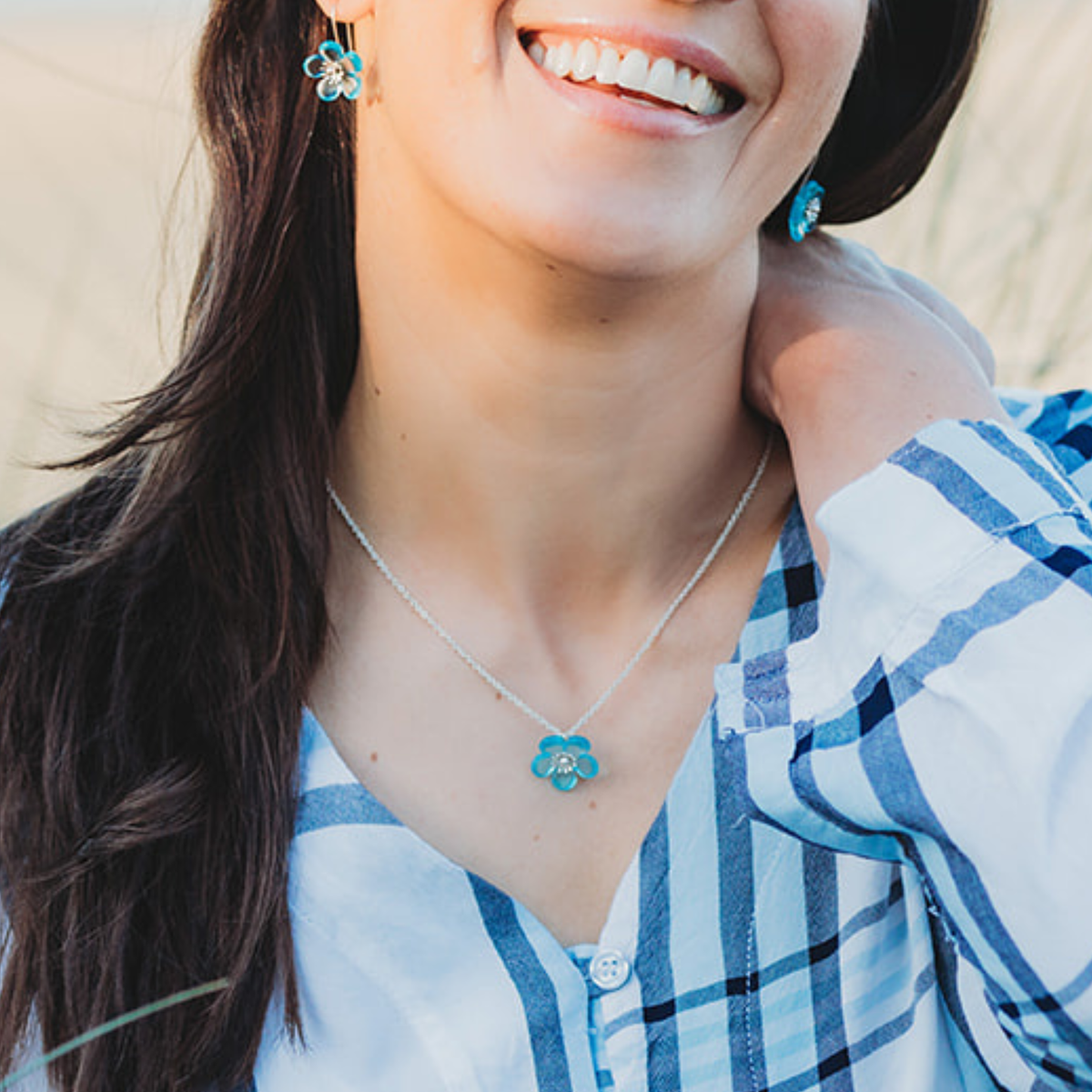 Mānuka Flower Pendant worn on model