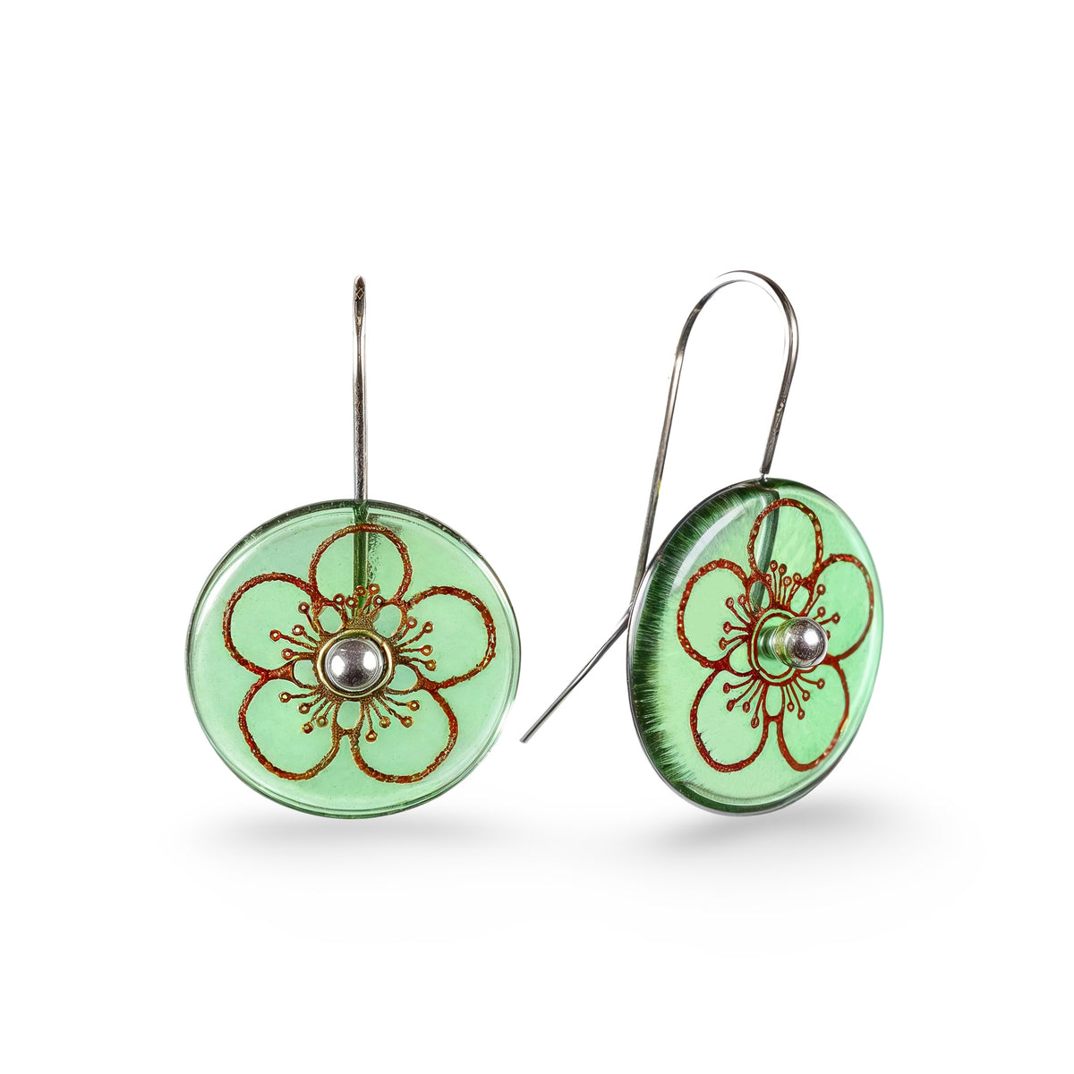 Mānuka Disc Earrings Green