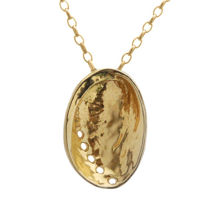 Gold Baby Pāua Pendant X-Large