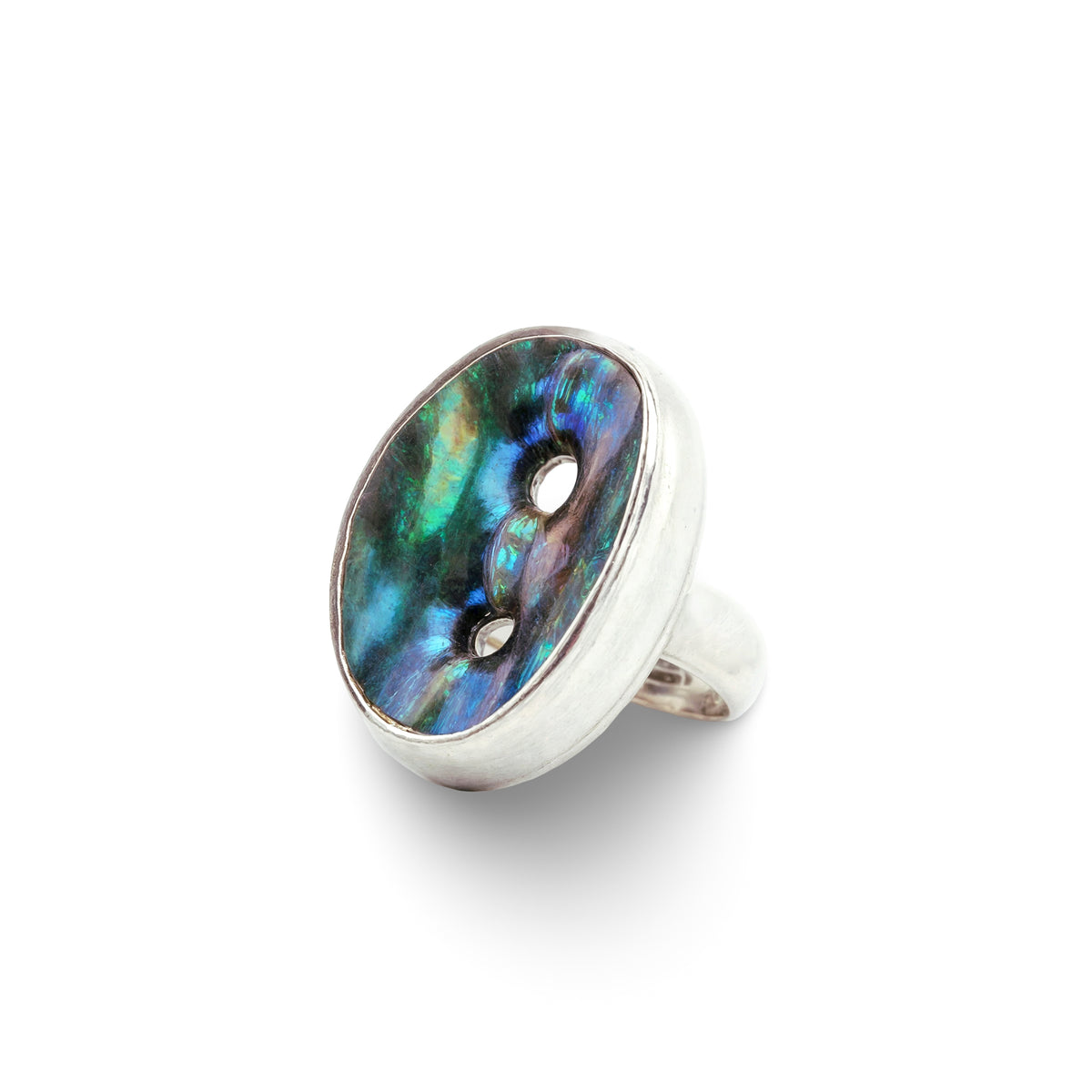 Pāua Double Hole Ring