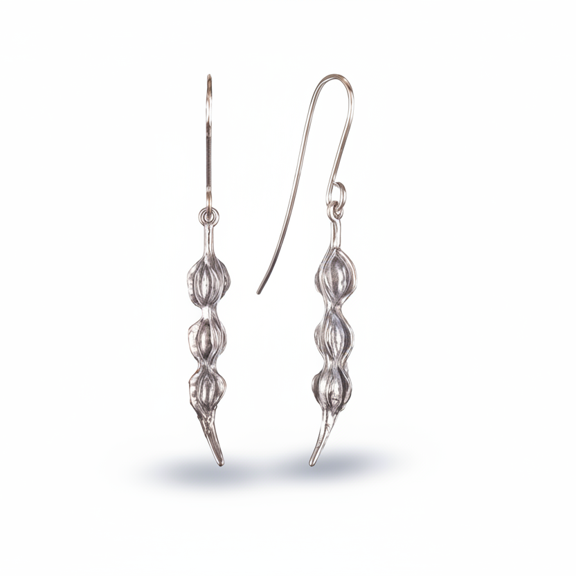 Silver Kōwhai Pod Earrings Small