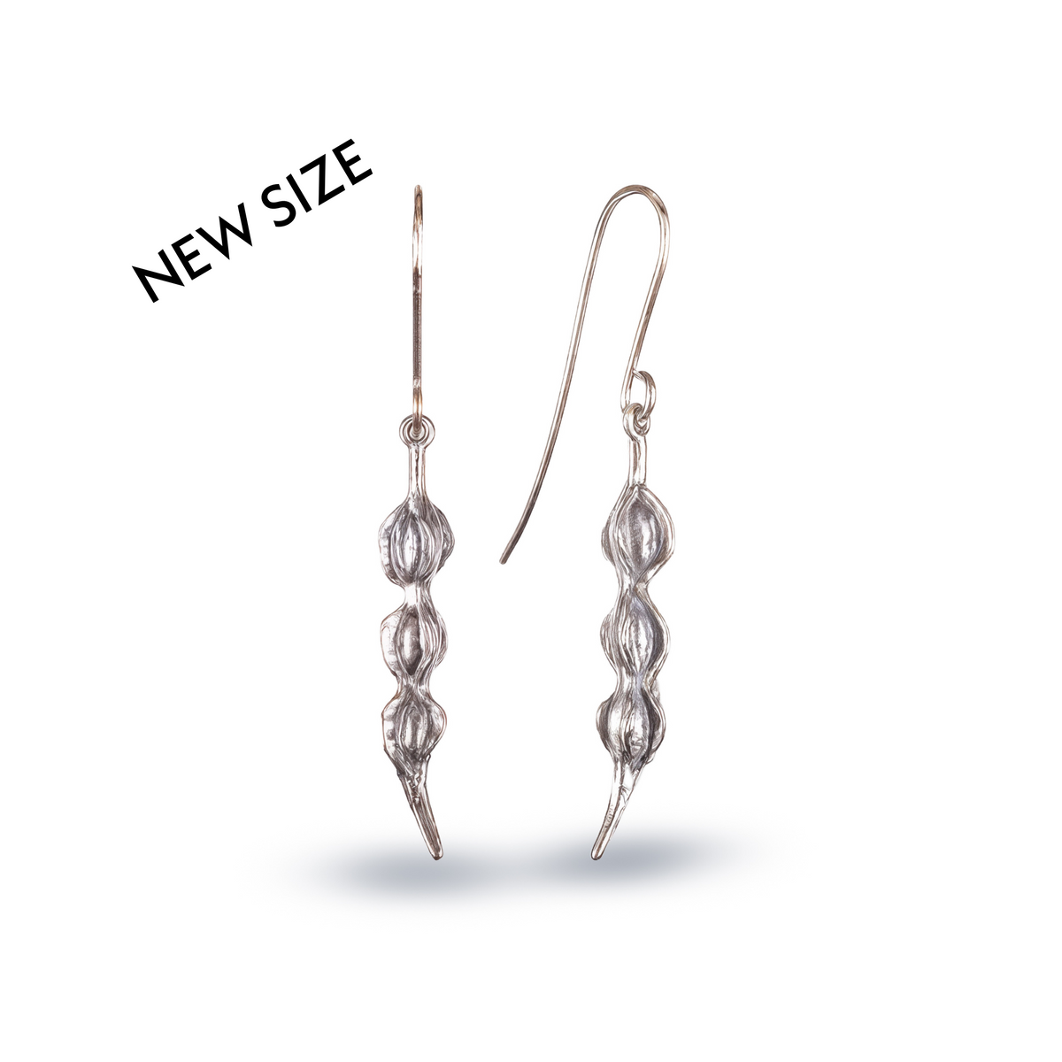 Silver Kōwhai Pod Earrings Small