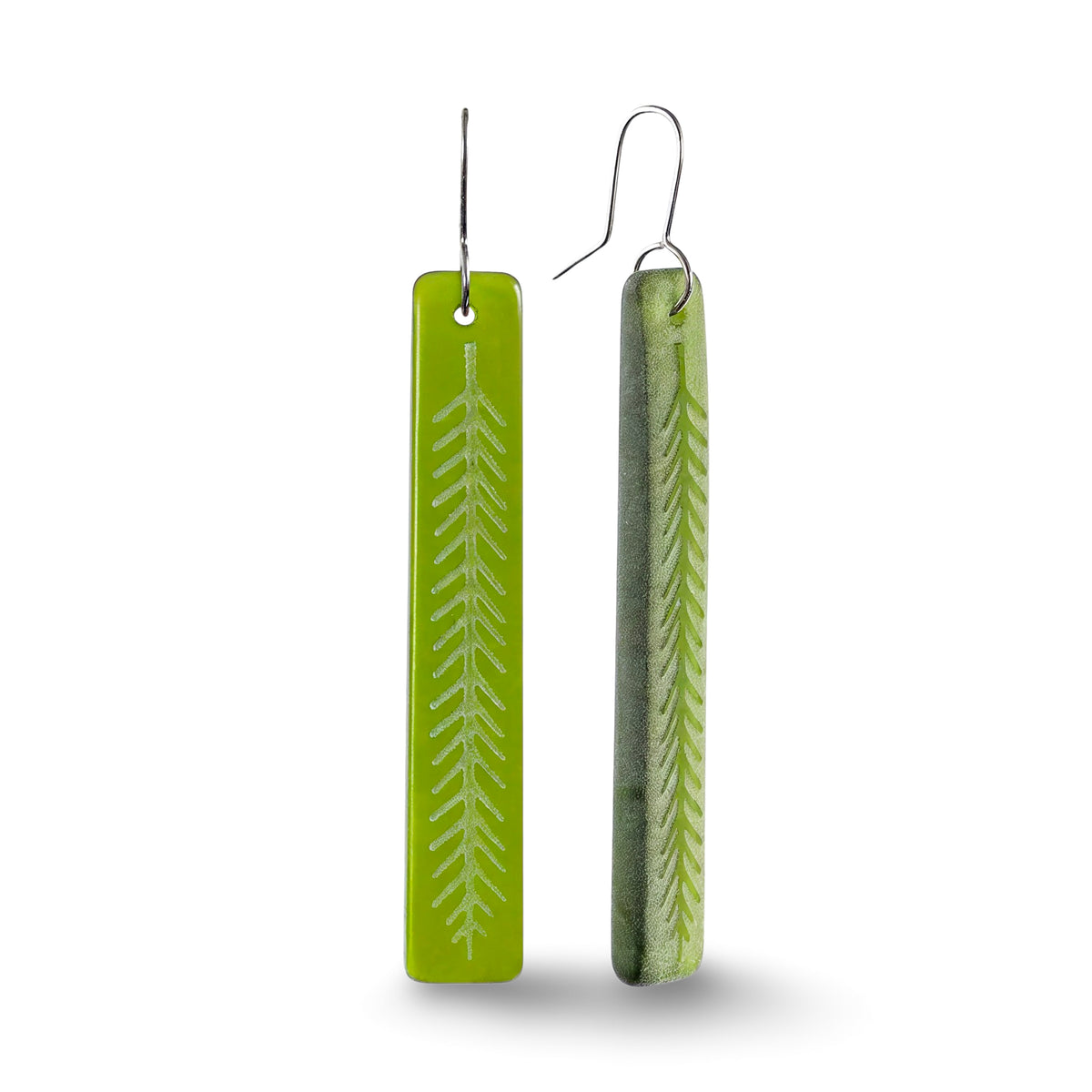 Rimu Leaf Drop Earrings Green