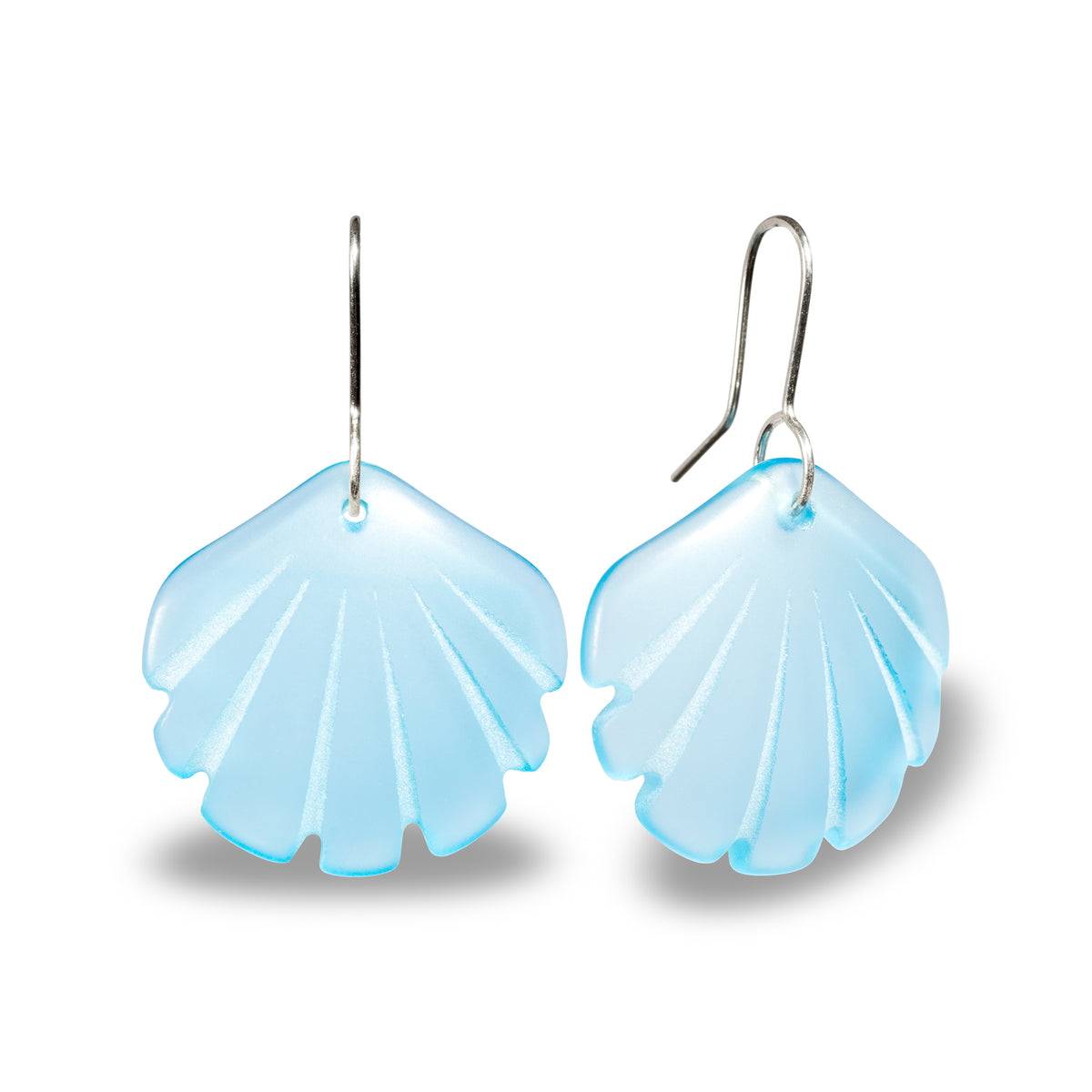 Scallop Shell Earrings Light Blue