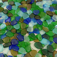 Assorted tumbled glass pieces in blues and greens for Pancake Stack Earrings