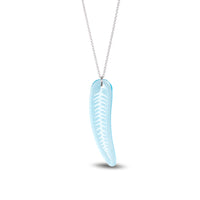 Silver Fern Pendant Large Light Blue