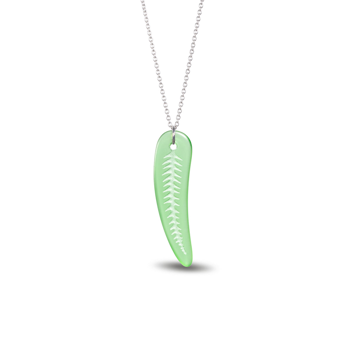 Silver Fern Pendant Small Green