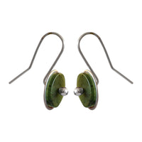 Silver Greenstone Disc Earrings side view