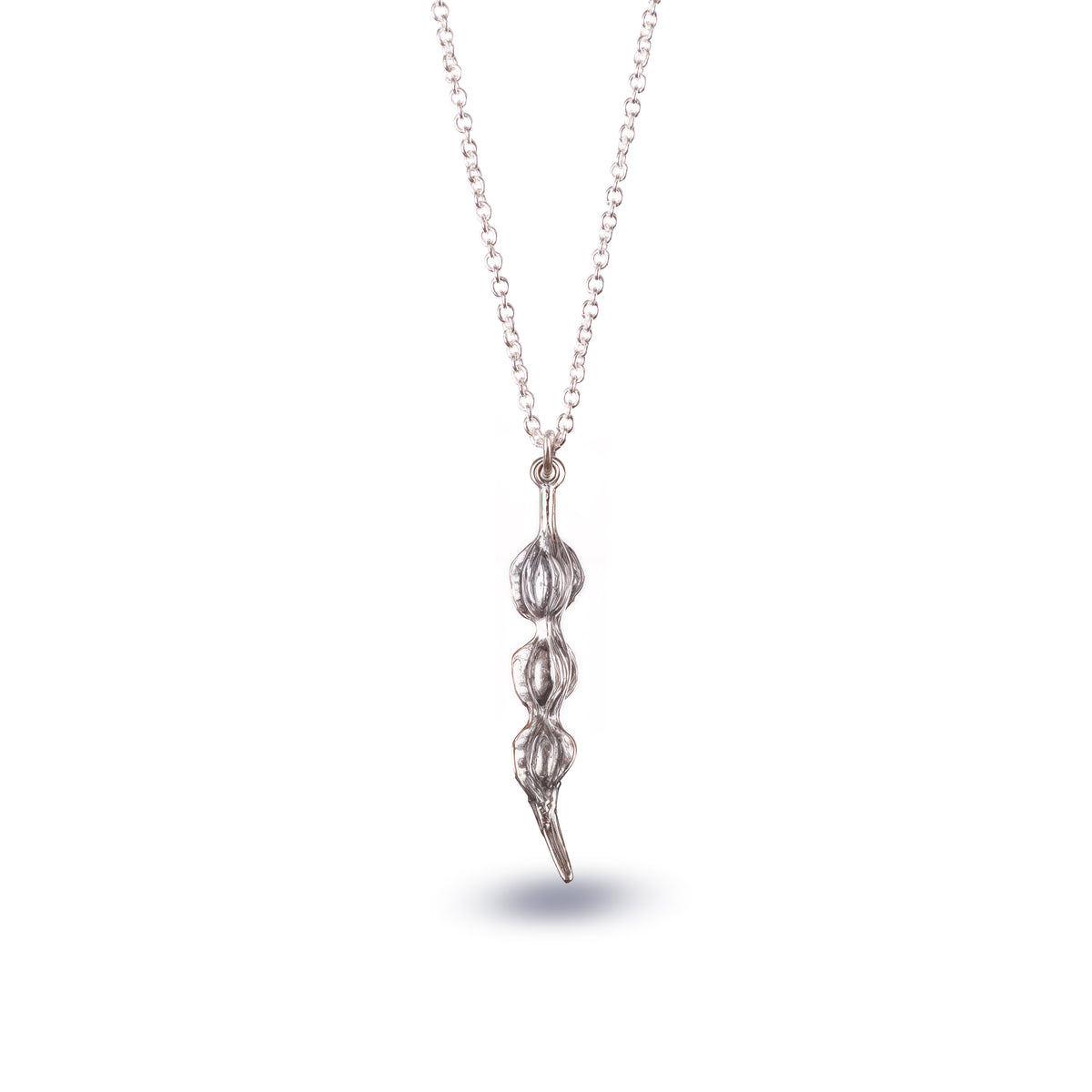 Silver Kōwhai Pod Pendant Necklace