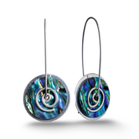 Silver Pāua Spiral Drop Earrings Large