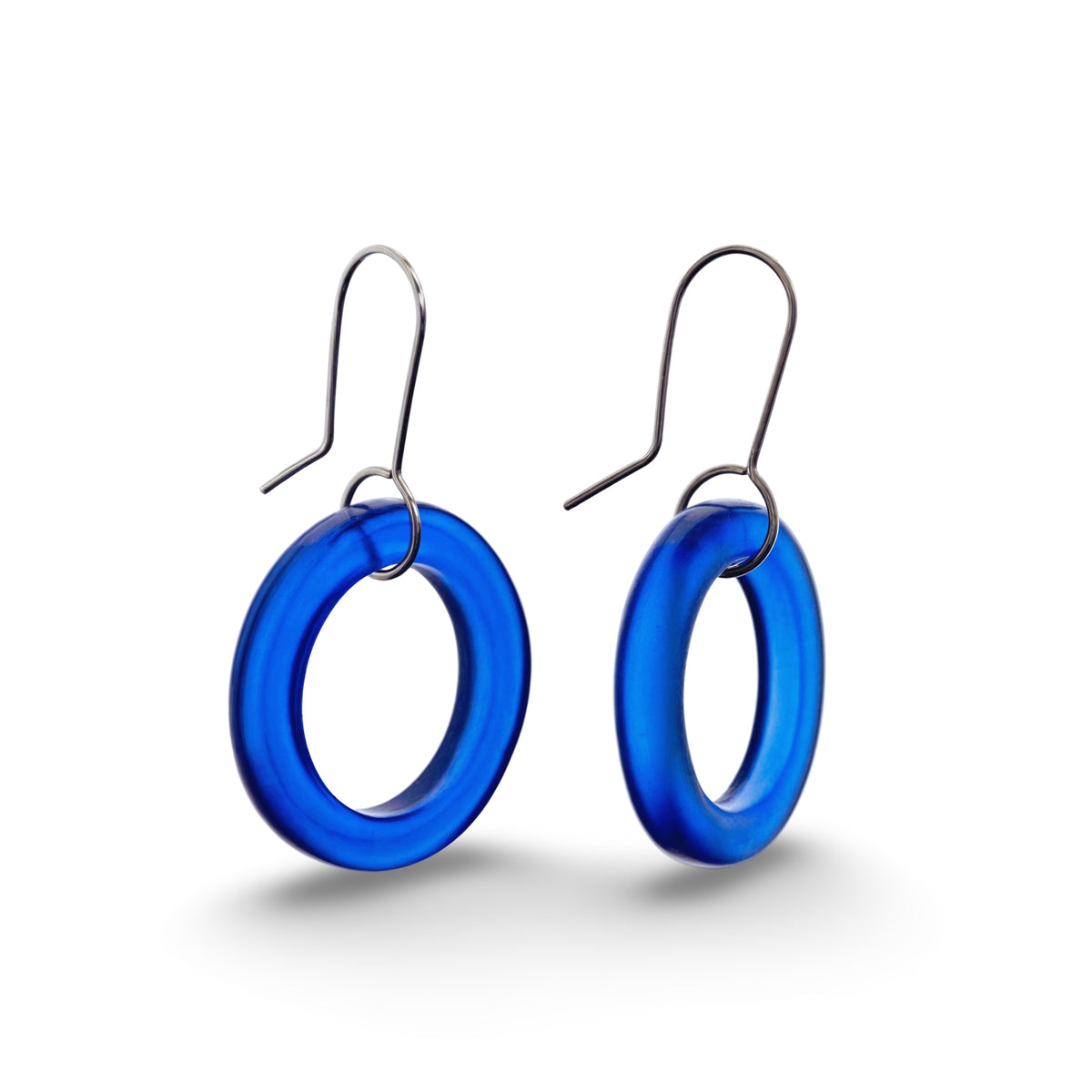 Small Hoop Earrings Dark Blue
