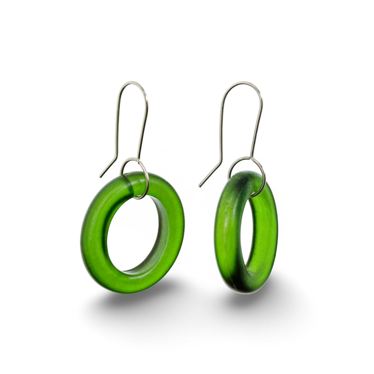 Small Hoop Earrings Green