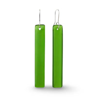 Straight Drop Long Earrings Green