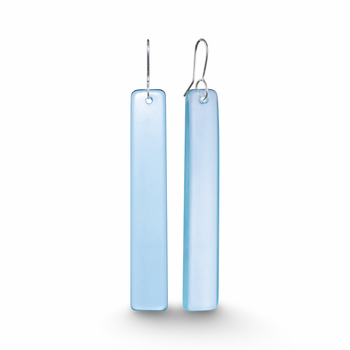 Straight Drop Long Earrings Light Blue