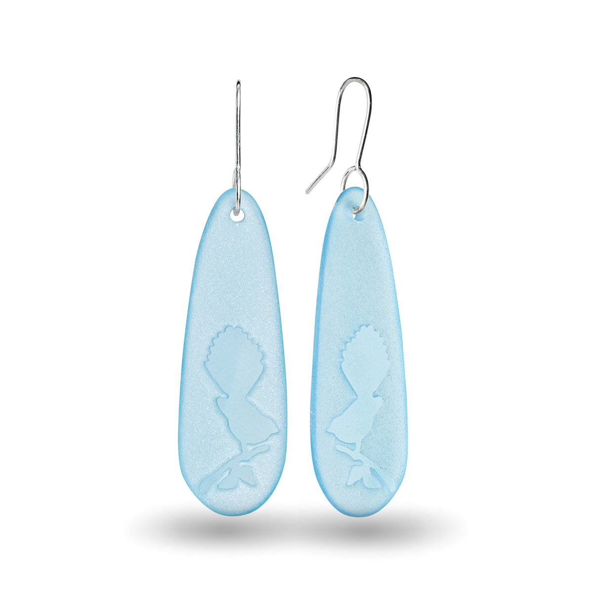 Fantail Teardrop Earrings Light Blue