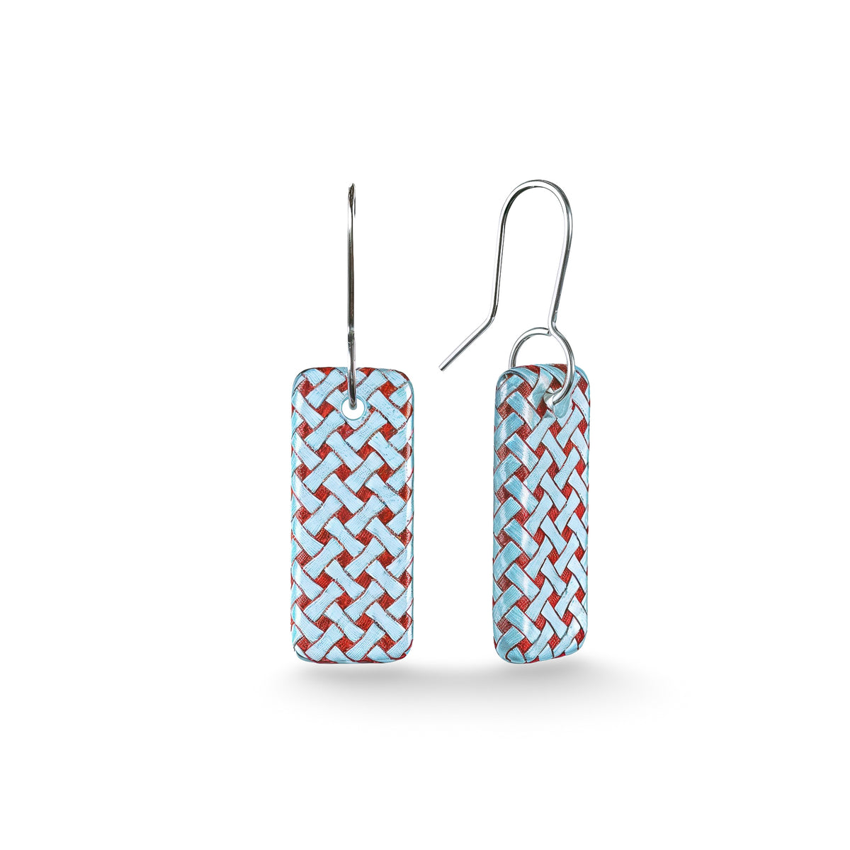 Woven Flax Drop Earrings Light Blue