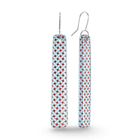 Woven Flax Long Drop Earrings Light Blue